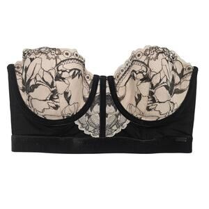 Calvin Klein Black Tag Lace Demi Bra Womens Size 32C Balconette Cream Nude Mesh